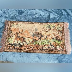 Vintage Tapestry Wall Decor with Dogs in Nature Scene